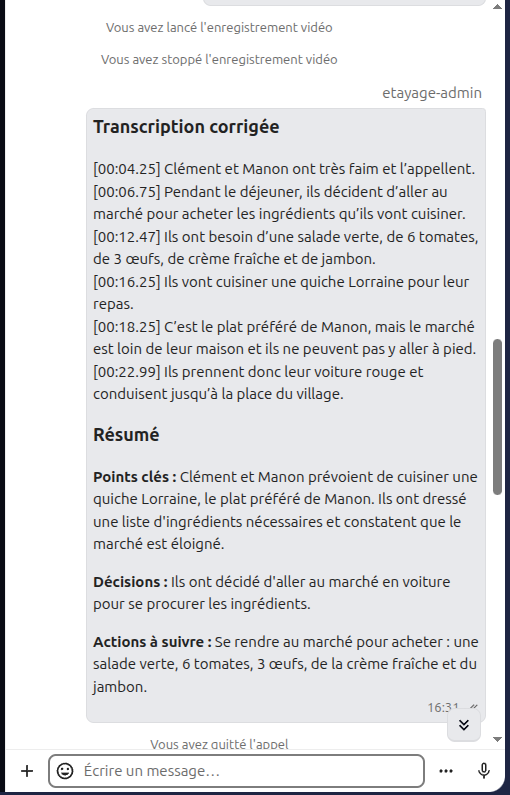 transcription et resume